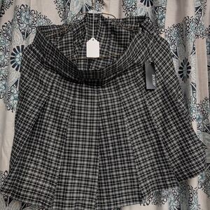 Ardene Checkered Mini Skirt in Black and White